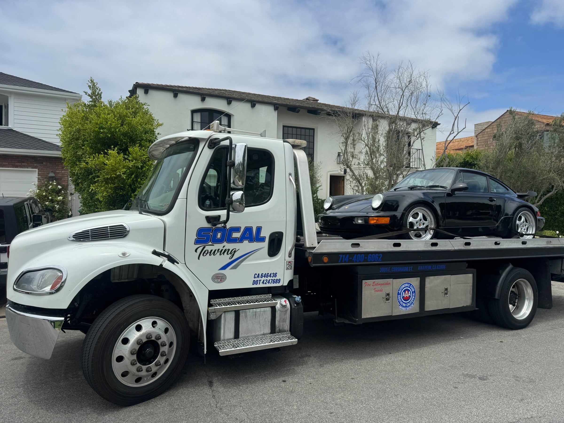 Classic Porsche 911 Turbo on a SoCal Towing flatbed